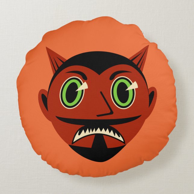 Vintage Devil Rund Kudde (Baksidan)