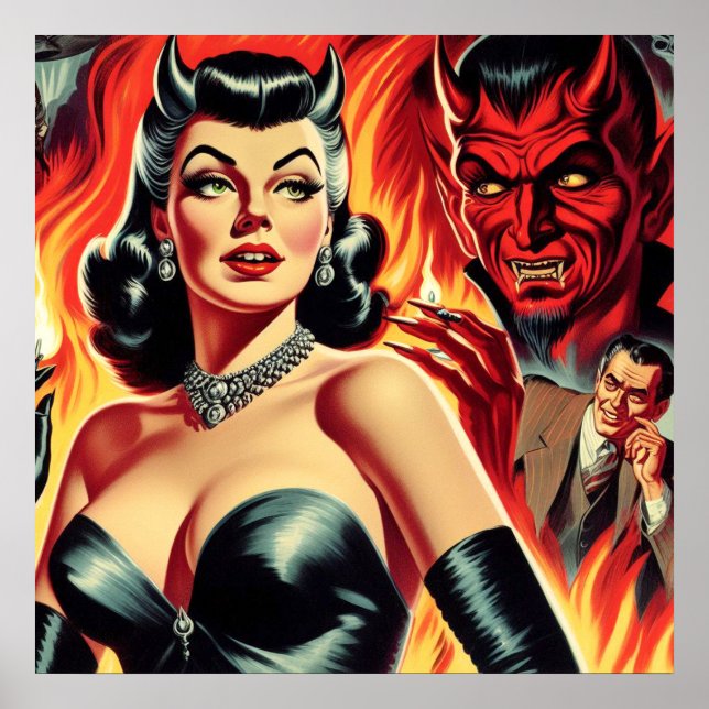 Vintage Devilish Pin-up Poster (Framsidan)