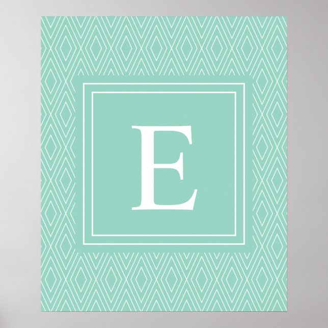 Vintage Diamonds White Teal Turcos Poster (Framsidan)