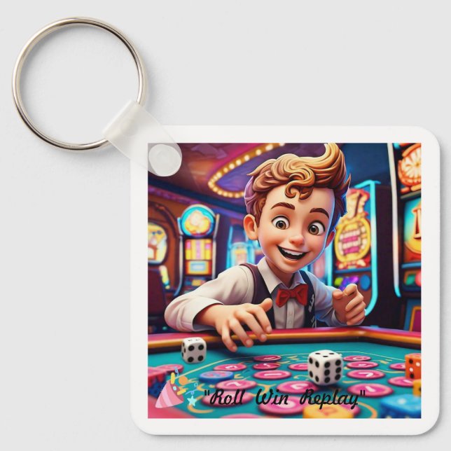 vintage Dice Gamble Nyckelring (Framsida)