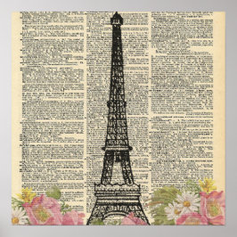 Vintage Dictionary Eifel Torn Poster
