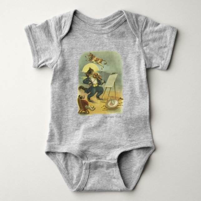 Vintage Diddle Diddle Nursery Rhyme återställd T Shirt (Framsida)