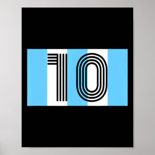 Vintage Diego Argentina Nummer 10 Fotboll Poster