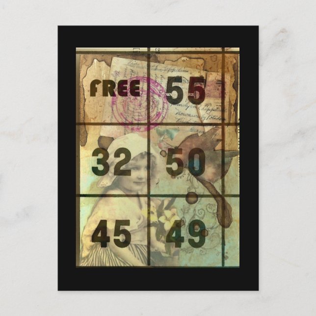 Vintage Digital Collage Vykort (Framsida)