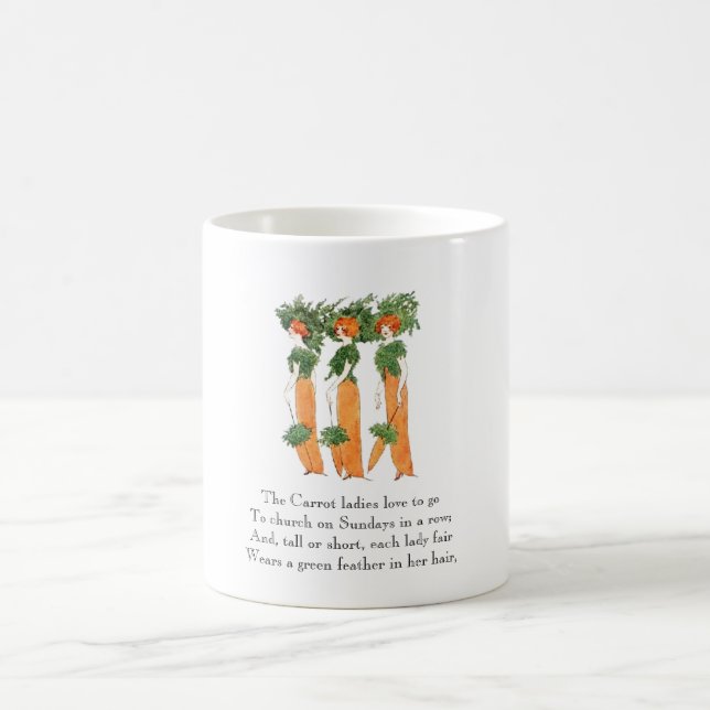Vintage Dikt Carrot Vegetable Cute Dam Mugg (Center)