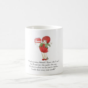 Vintage Dikt Raspberry Cute Kids Red Fruit Tecknin Kaffemugg