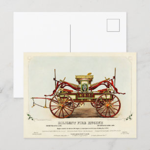 Vintage Diligent Fire Engine, 1852, återställd Vykort