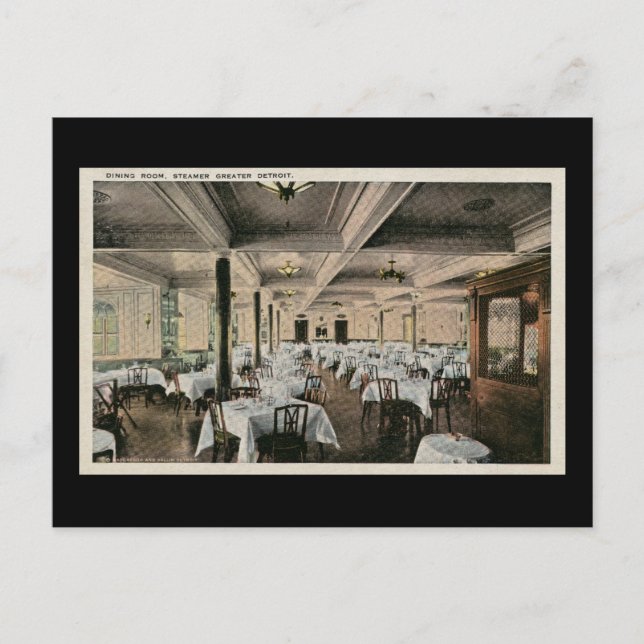Vintage Dining Rumme Underbarare Detroit Steamship Vykort (Framsida)
