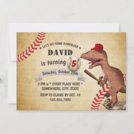 Vintage Dinosaur Baseball 5:e Födelsedagsfesten Inbjudningar