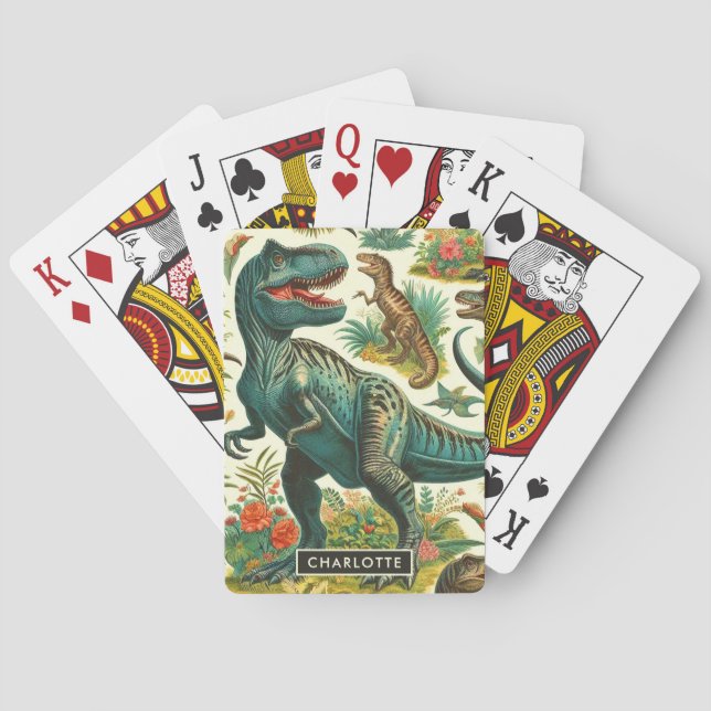 Vintage Dinosaur-målning Casinokort (Baksidan)