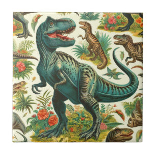 Vintage Dinosaur-målning Kakelplatta