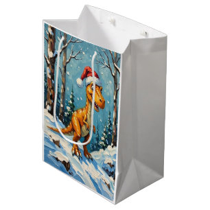 Vintage dinosaur med Santa hatt jul scen