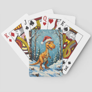 Vintage dinosaur med Santa hatt jul scen Casinokort