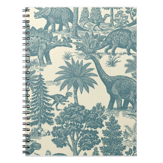 Vintage Dinosaur Toile-mönster  Anteckningsbok (Framsidan)