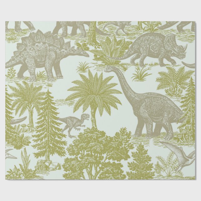 Vintage Dinosaur Toile-mönster Presentpapper (Platt)