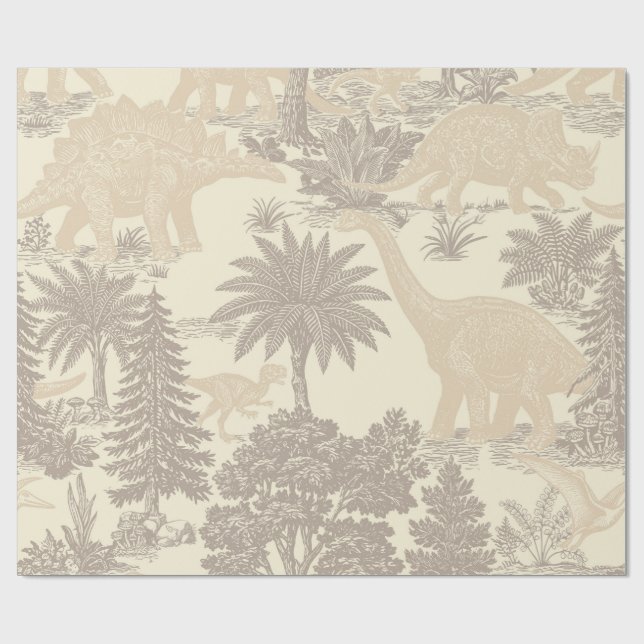 Vintage Dinosaur Toile-mönster Presentpapper (Platt)