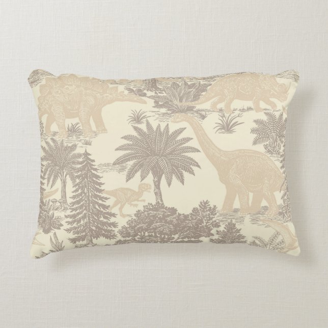 Vintage Dinosaur Toile-mönster Prydnadskudde (Framsidan)