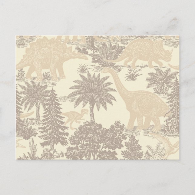 Vintage Dinosaur Toile-mönster Vykort (Framsida)