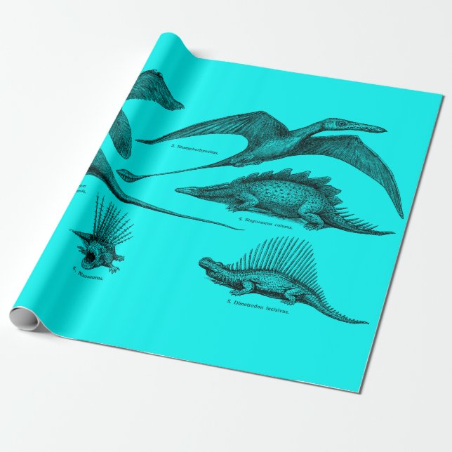 Vintage Dinosaurieillustration Retro-dinosaurier Presentpapper (Utrullad)