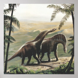 Vintage dinosaurier, Amargasaurus med palmer Poster