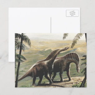 Vintage dinosaurier, Amargasaurus med palmer Vykort