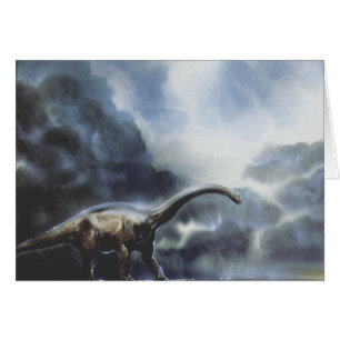 Vintage dinosaurier, Barapasaurus med stormmoln Hälsningskort