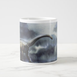 Vintage dinosaurier, Barapasaurus med stormmoln Jumbo Mugg