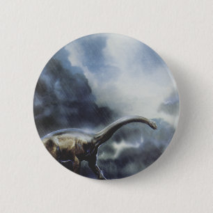 Vintage dinosaurier, Barapasaurus med stormmoln Knapp