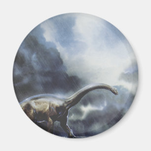 Vintage dinosaurier, Barapasaurus med stormmoln Magnet