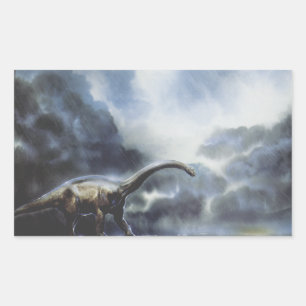 Vintage dinosaurier, Barapasaurus med stormmoln Rektangulärt Klistermärke