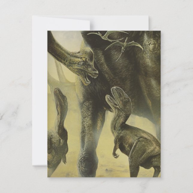 Vintage dinosaurier, Brachiosaurus födelsedagsfest Inbjudningar (Framsida)