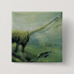 Vintage dinosaurier, Brachiosaurus som simmar i ha Knapp