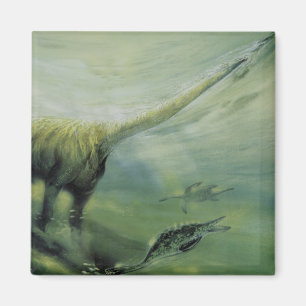Vintage dinosaurier, Brachiosaurus som simmar i ha Magnet