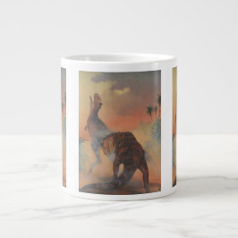 Vintage dinosaurier, Carnotaurus rytande i djungel Jumbo Mugg
