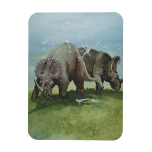 Vintage Dinosaurier, Centrosaurus Grasing in Meado Magnet
