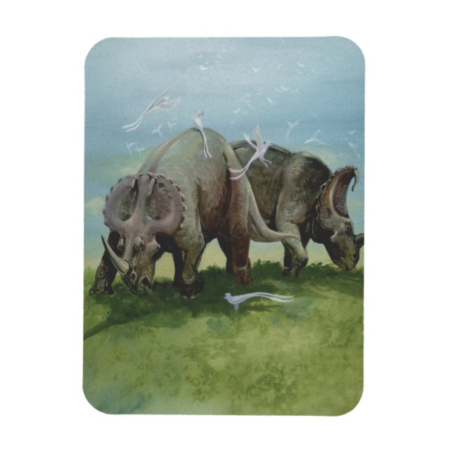 Vintage Dinosaurier, Centrosaurus Grasing in Meado Magnet (Vertikal)