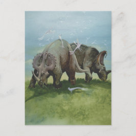 Vintage Dinosaurier, Centrosaurus Grasing in Meado Vykort