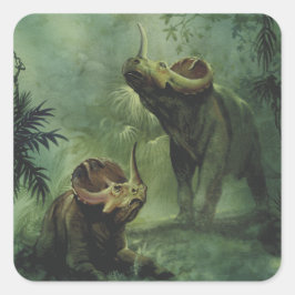 Vintage dinosaurier, Centrosaurus i djungeln Fyrkantigt Klistermärke