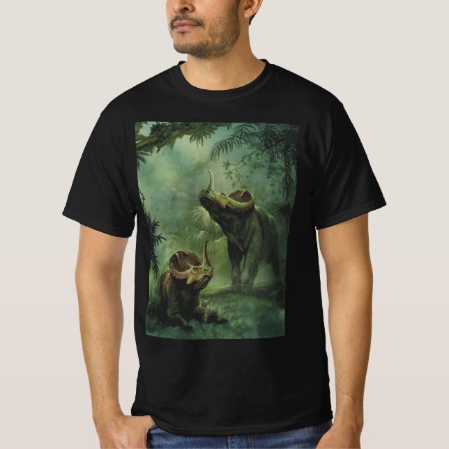 Vintage dinosaurier, Centrosaurus i djungeln Tee Shirt (Framsida)