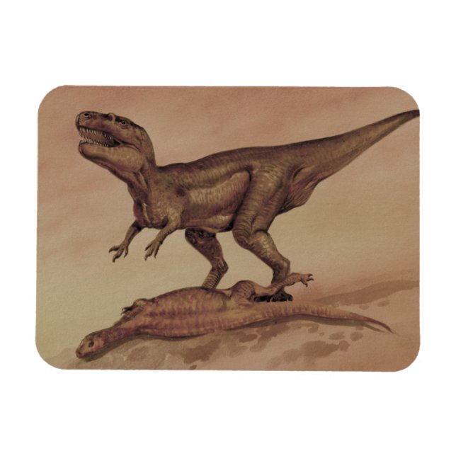 Vintage dinosaurier, köttätande Giganotosaurus Magnet (Horisontell)