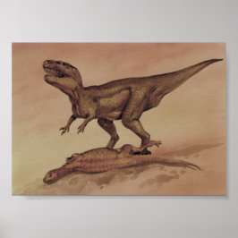 Vintage dinosaurier, köttätande Giganotosaurus Poster