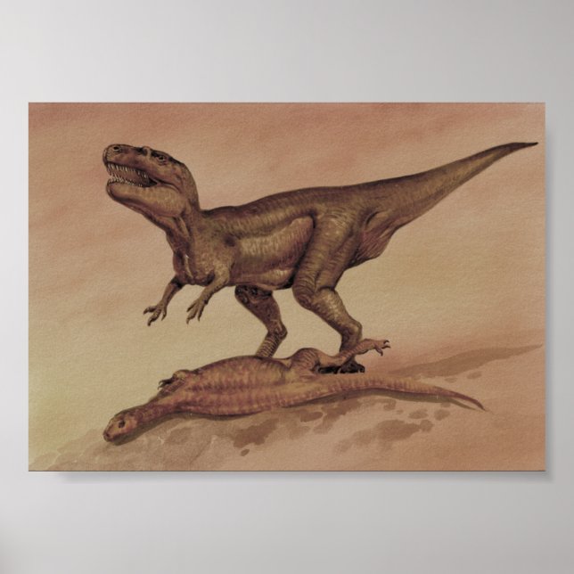 Vintage dinosaurier, köttätande Giganotosaurus Poster (Framsidan)