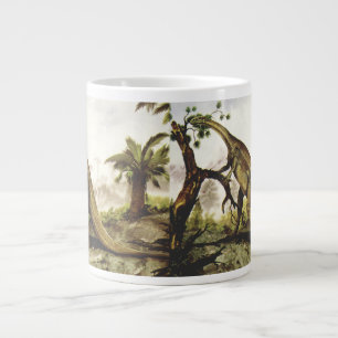 Vintage dinosaurier, Plateosaurus som betar på trä Jumbo Mugg