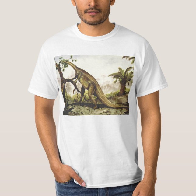 Vintage dinosaurier, Plateosaurus som betar på trä Tee (Framsida)