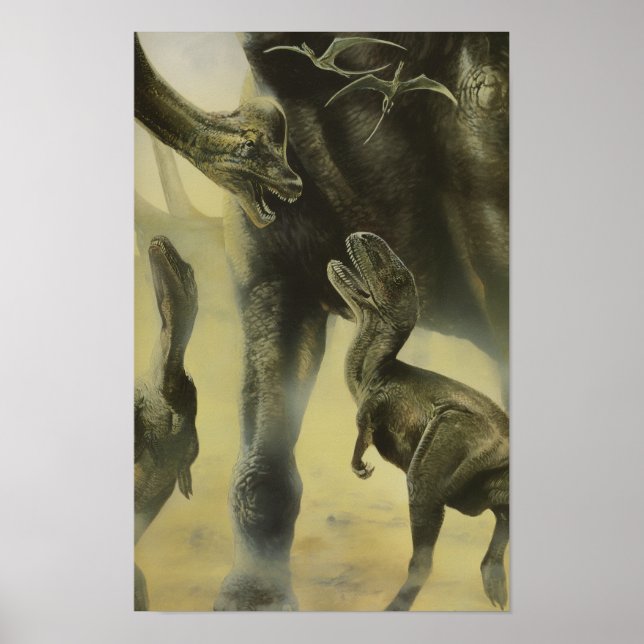 Vintage dinosaurier, Torvosaurus och Brachiosaurus Poster (Framsidan)