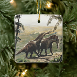 Vintage Dinosaurs, Amargasaurus med Handflatan Trä Julgransprydnad Keramik