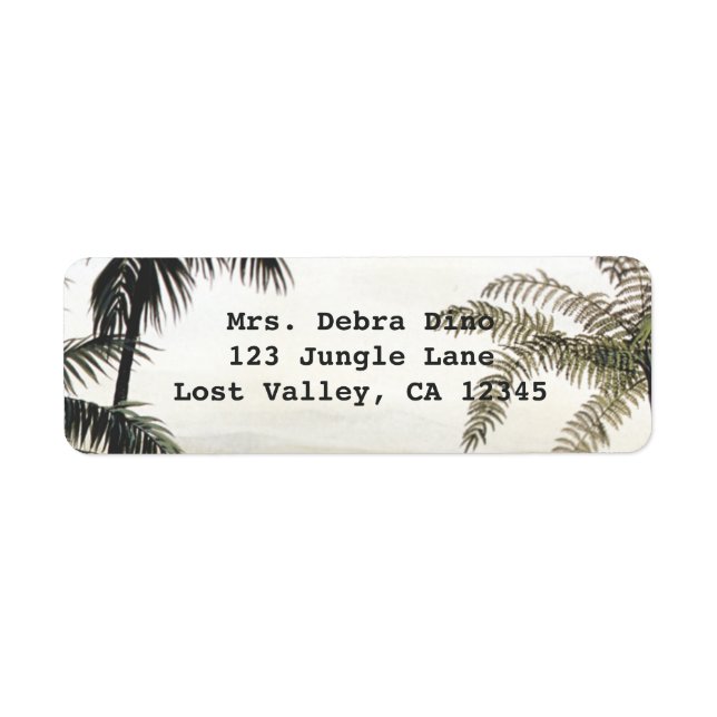 Vintage Dinosaurs, Amargasaurus med Handflatan Trä Returadress Etikett (Framsidan)