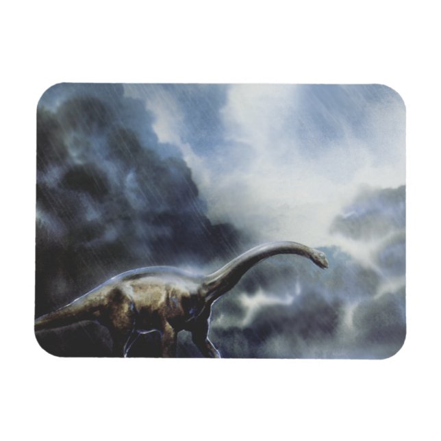 Vintage Dinosaurs, Barapasaurus med stormmoln Magnet (Horisontell)