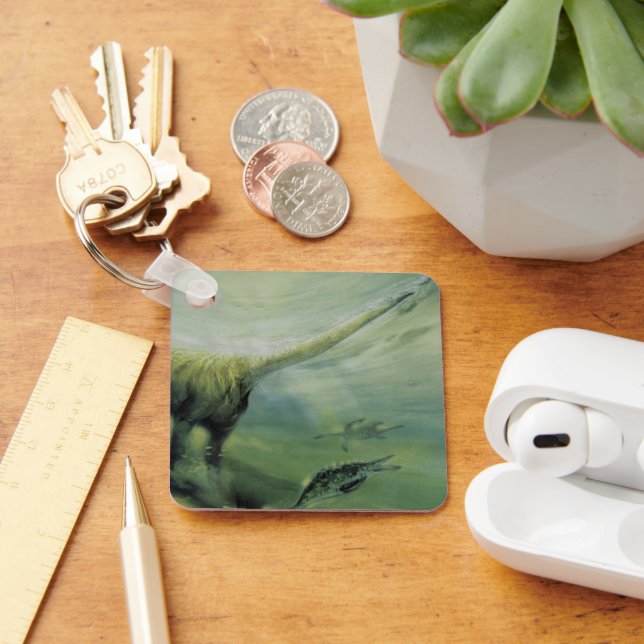 Vintage Dinosaurs, Brachiosaurus Swimming i Ocean Nyckelring (Skrivbord)