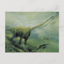 Vintage Dinosaurs, Brachiosaurus Swimming i Ocean Vykort
